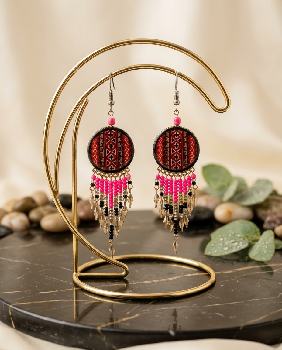 Southwestern Round Red Earrings