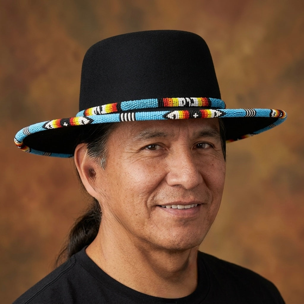 Size-61 Beaded Circular Brim Felt Hats