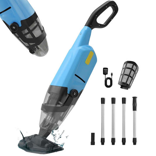 Hushlight Pool Vacuum Above Ground Pool – 60min Runtime & 7.5FT Aluminum Pole, Powerful Suction, Lightweight Cordless Handheld Rechargeable Pool Cleaner with 120μm Fine Filter (Blue) 🍁 All In One Marketplace Canada