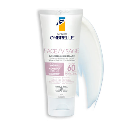 Garnier Ombrelle Ultra Light Face Sunscreen Lotion SPF 60, Broad Spectrum UVA/UVB Very High Protection, For Sensitive Skin, Travel size, Non-Greasy, Non-Sticky, Water Resistant, 75ml 🍁 All In One Marketplace Canada