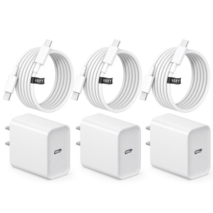 iPhone 17 16 Charger, 3Pack 10FT USB C to Type C Cable with USB C Charger Block Compatible with iPhone 17/16 Pro/16 Pro Max/15/15 Pro Max/16e, iPad Pro12.9/11 USB C Charger 🍁 All In One Marketplace Canada