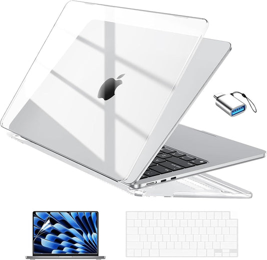 EooCoo Case Compatible with MacBook Air 13 inch M5 M4 M3 M2 2026-2022 A3449 A3240 A3113 A2681, 13.6" Hard Case Cover & Keyboard Skin & Screen Protector for Laptop Air 13.6 inch - Crystal Clear 🍁 All In One Marketplace Canada