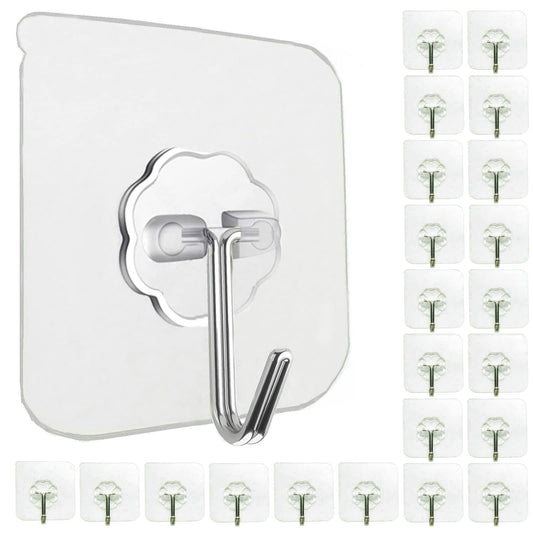 Jwxstore 24 Pack Wall Hooks for Hanging 33lb(Max) Heavy Duty Self Adhesive Hooks Transparent Waterproof Sticky Hooks for Keys Bathroom Shower Outdoor Kitchen Door Home Improvement Utility Hooks 🍁 All In One Marketplace Canada
