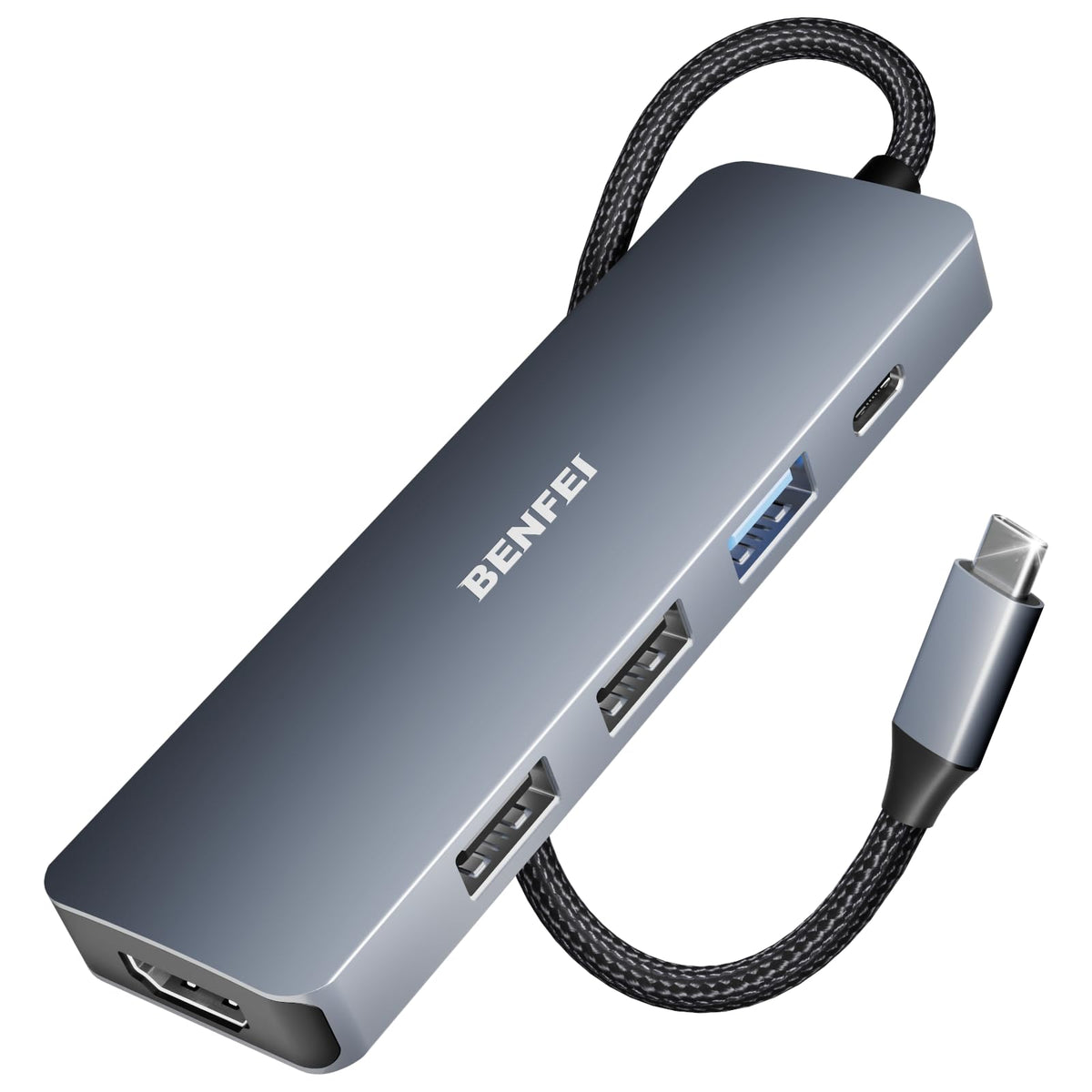 BENFEI 5in1 USB C Hub with 4K HDMI, 3 USB-A, 100W Power Delivery, Silicone and Woven Design Cable, Aluminum Case Compatible with MacBook Pro/Air, iPad Pro, iMac, iPhone 15 Pro/Pro Max, XPS, Thinkpad 🍁 All In One Marketplace Canada
