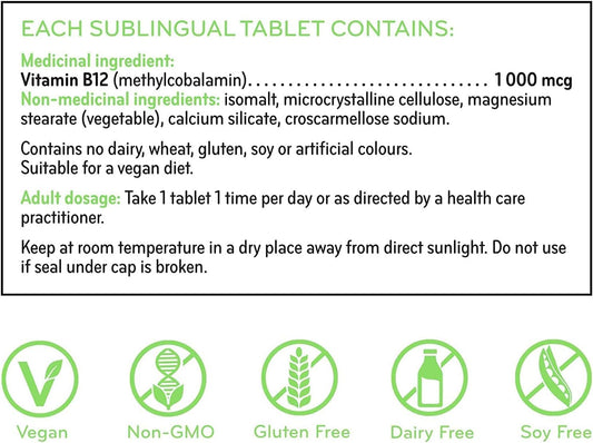 Sisu Vitamin B12 1000 mcg Methylcobalamin Sublingual Tablets, Unflavoured, 180 Tablets, Supports Energy Metabolism and Red Blood Cell Formation 🍁 All In One Marketplace Canada