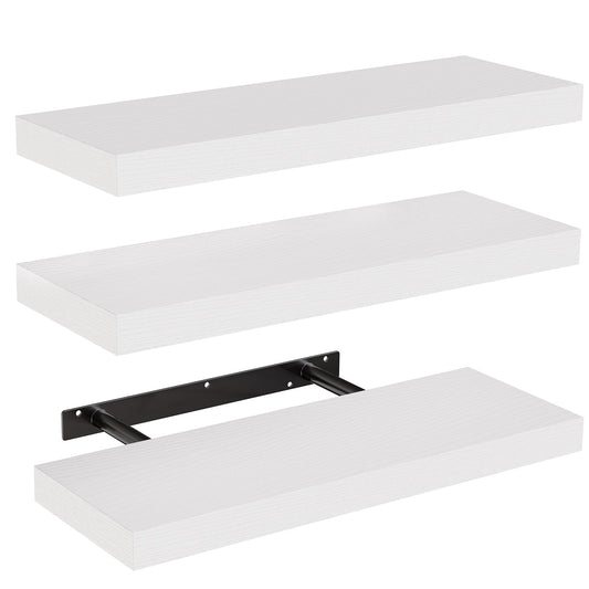 AMADA HOMEFURNISHING Floating Shelves, Wall Shelves for Bathroom/Living Room/Bedroom/Kitchen Decor, White Shelves with Invisible Brackets Set of 3 - AMFS08 🍁 All In One Marketplace Canada