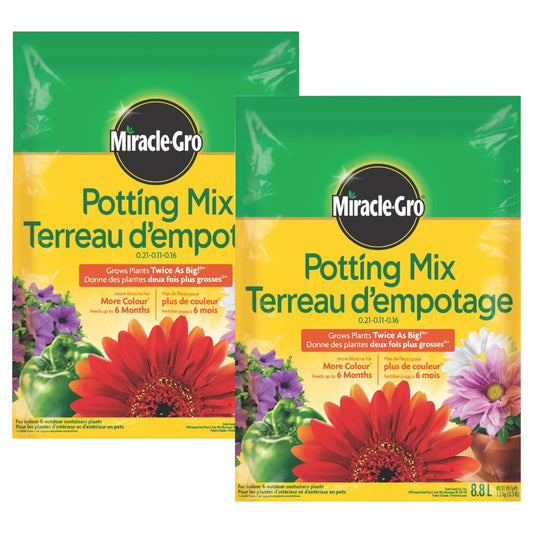 Miracle-Gro Potting Mix Soil 8.8L, 2-Pack | More Blooms & Color | Feeds 6 Months for Indoor & Outdoor Container Plants 🍁 All In One Marketplace Canada