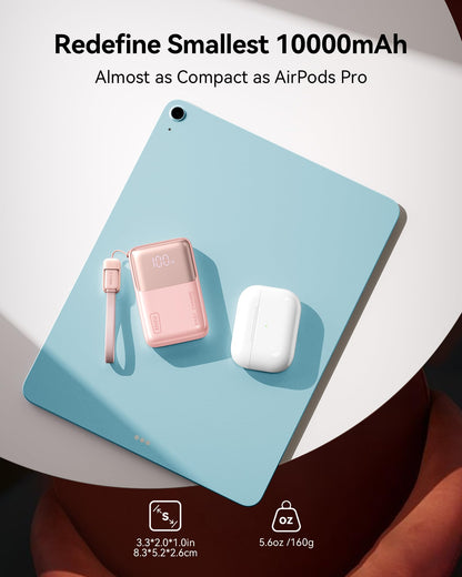 INIU Power Bank, Ultra Mini 10000mAh 45W Fast Charging Portable Charger, USB C Battery Pack with Cable, Flight-Safe Travel Powerbank for iPhone, Samsung, Google, for Camping, Office, Airport, Beige 🍁 All In One Marketplace Canada