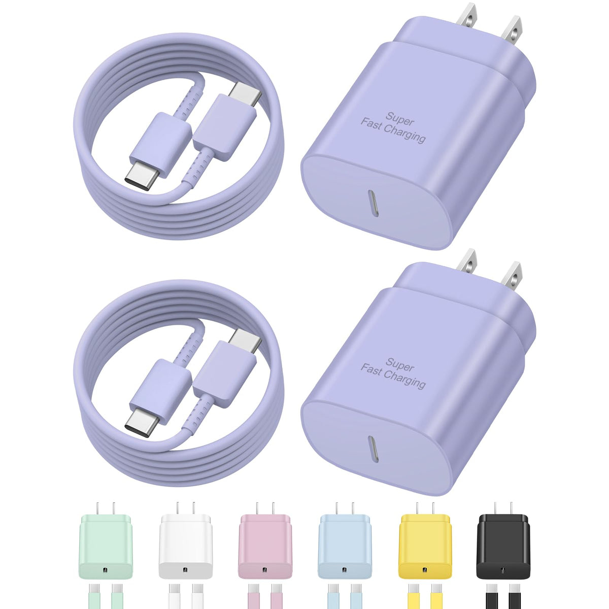 Coreykin 2 Pack USB C Fast Charger, 25W PD Super Fast Charging Block, Compatible with Galaxy S23/S22/S21/S20/S10/S9/Note20/Note10, with 6ft USB C Cable 🍁 All In One Marketplace Canada