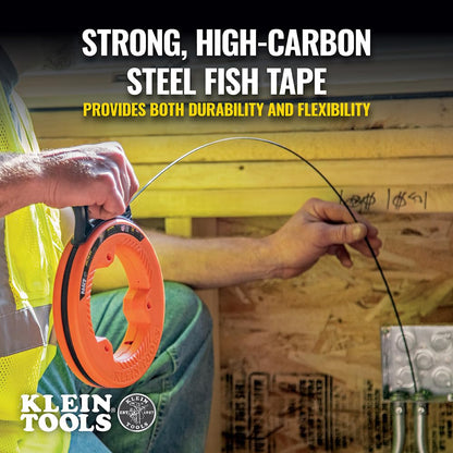 Klein Tools 56331 50-Foot Electrical Fish Tape, Steel Wire Puller with Double Loop Tip, Optimized Housing and Handle, 1/8-Inch,Orange/Black 🍁 All In One Marketplace Canada