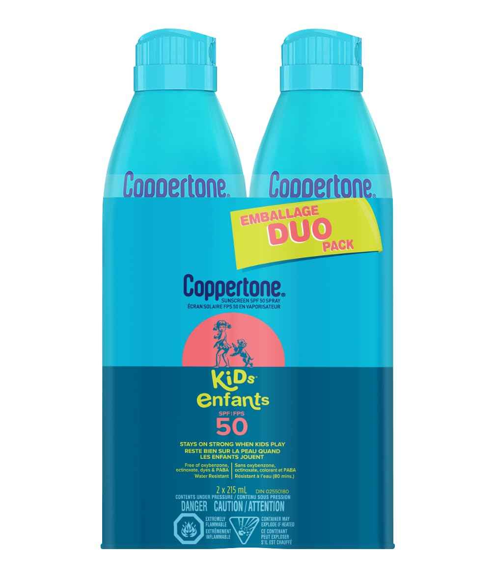 Coppertone Kids Sunscreen Spray SPF 50 Duo Pack, Hypoallergenic, 2x215mL 🍁 All In One Marketplace Canada