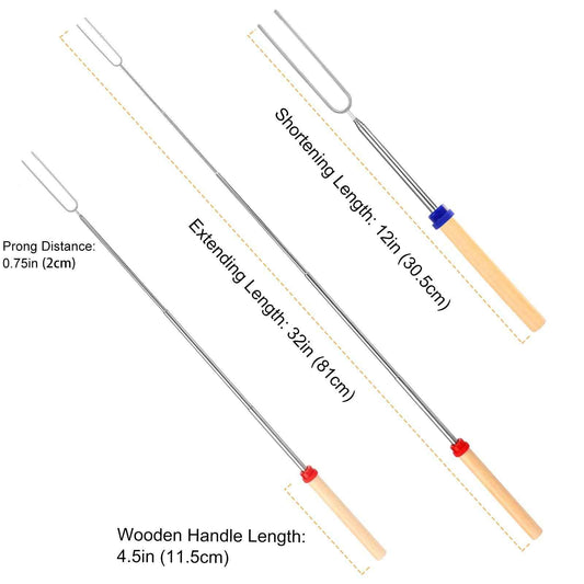 Marshmallow Roasting Sticks, Telescoping Smores Sticks for Open Fire Pit, 32 Inch Long Marshmallow Toasting Barbecue Forks Smores Skewers for Campfire Camping Hotdog Hot Dog Bonfire Grill, 5 Pack 🍁 All In One Marketplace Canada
