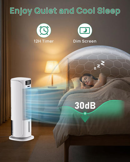 Portable Air Conditioner, 800ML Water Tank, 6 Speeds & 2 Cool Mist, 3 IN 1 Air Cooler, 90° Auto Oscillation, 12H Timer, 5M Remote Control, Quiet Cooling Tower Fan Air Conditioner for Room Office 🍁 All In One Marketplace Canada