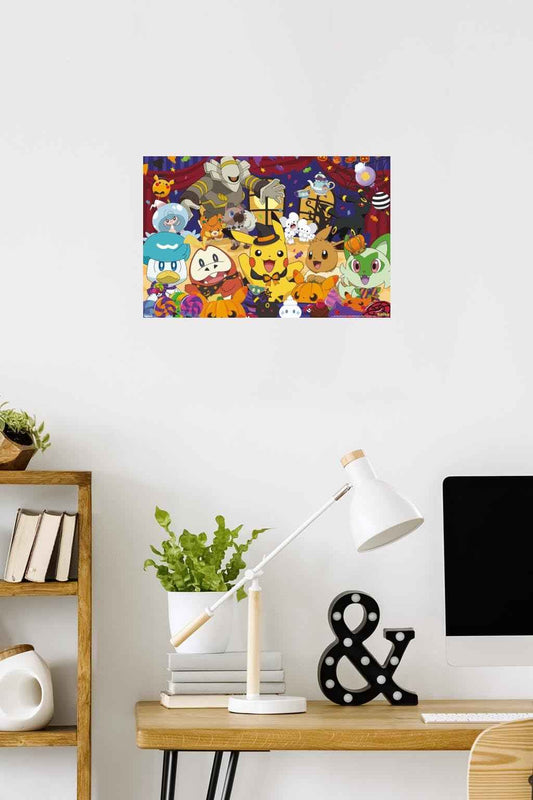Pokémon: Halloween Party- Group Wall Poster, 22.4L" x 14.7W", Premium Poster & Mount Bundle