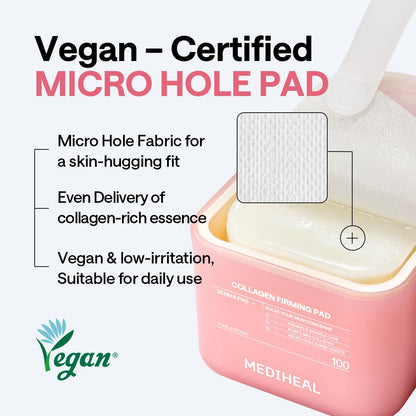 MEDIHEAL Collagen Firming Toner Pad – Korean Skincare, 98% Vegan Collagen with Retinol & 7 Peptides, Firming, Plumping & Wrinkle Care, Micro-Hole Fabric, 100 Pads 🍁 All In One Marketplace Canada