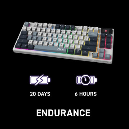 MSI Forge GK600 TKL W Sky US 2.4GHz Wireless (MS-8ZA9 and WD02), Bluetooth RGB Lighting Gaming Keyboard with 1.06-inch Display, 4000mAh 🍁 All In One Marketplace Canada