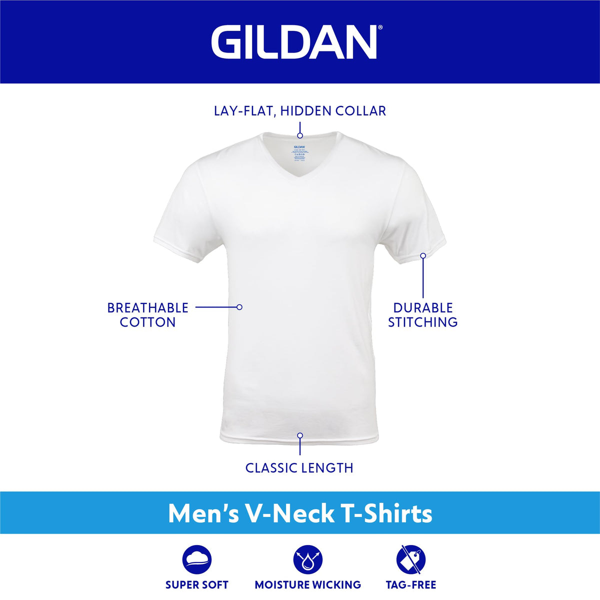 Gildan Men's V-Neck T-Shirts, Multipack, Black (6-Pack), Large 🍁 All In One Marketplace Canada