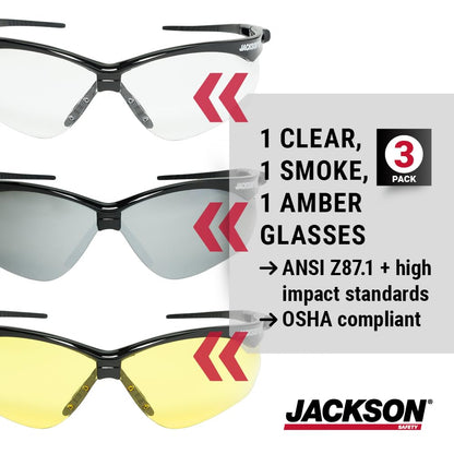 Jackson Safety 3-Pack SG Safety Glasses for Men & Women - CSA Z94.3 🍁 All In One Marketplace Canada