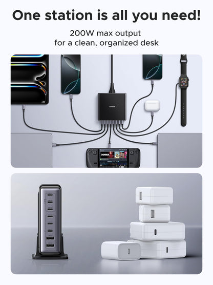 UGREEN 200W 8-Port GaN USB C Charger Block, Desktop Charging Station USB C and USB PD 100W Fast Charging Compatible for MacBook Pro 16" Air, XPS 13, iPad Pro, iPhone 17 Pro, Galaxy S26 S25 🍁 All In One Marketplace Canada
