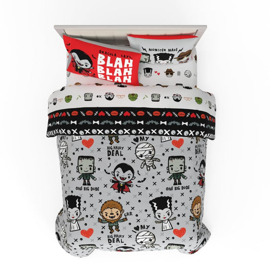 Universal Little Monsters Halloween Full Bed Set – Super Soft & Cozy 5 Piece Reversible Comforter and Sheet Set Featuring Snoopy & Charlie Brown, (Officially Licensed Product) by Franco