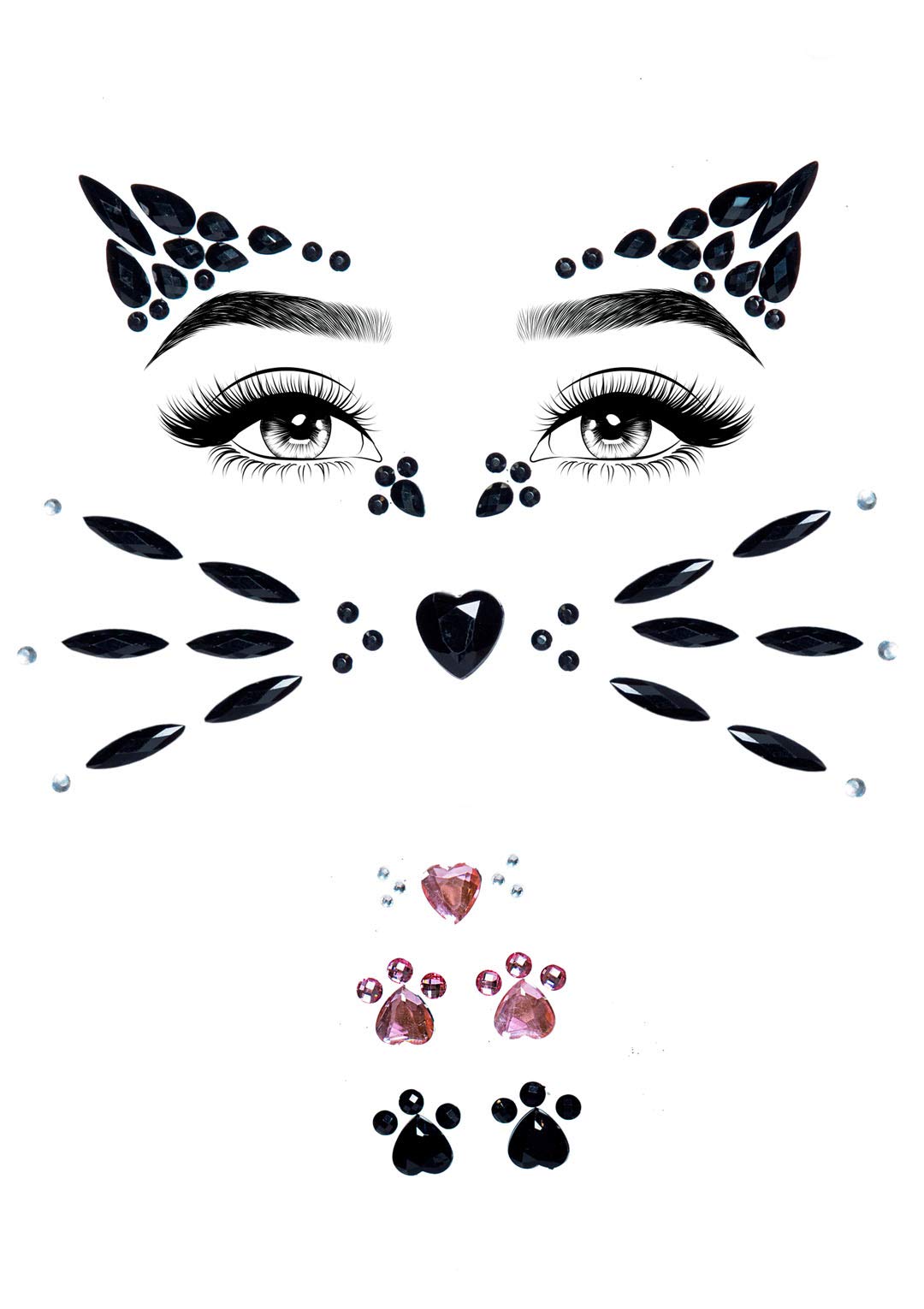 Leg Avenue Women's Halloween Rhinestone Face Jewels Costume Eyewear, Animal Black, One Size US, Multi, One Size