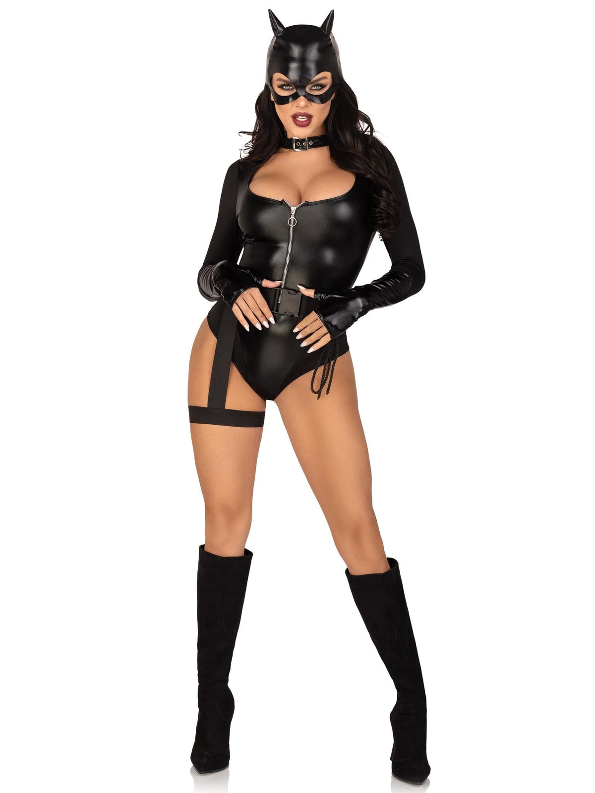 Leg Avenue Women’s 3 PC Fierce Feline Halloween Costume with Bodysuit, MEDIUM