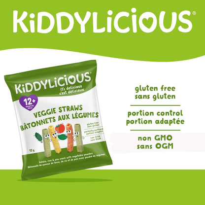 Kiddylicious Veggie Straws | 12+ Months | 9 Portions | 108g 🍁 All In One Marketplace Canada