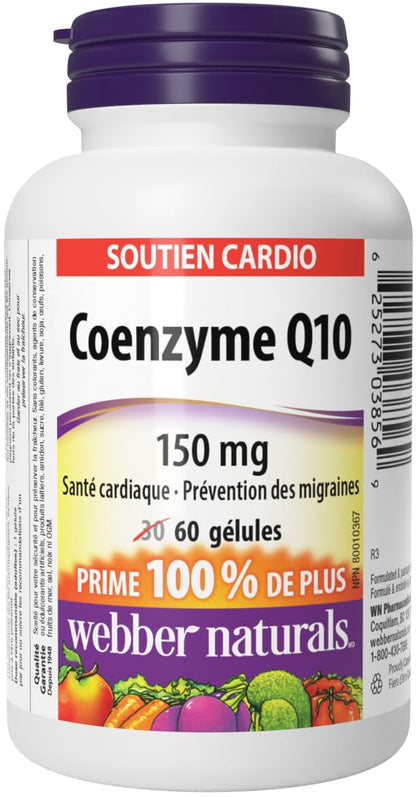 Webber Naturals Coenzyme Q10 (CoQ10) Supplement, 150 mg, 60 Softgels 🍁 All In One Marketplace Canada