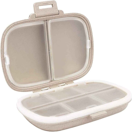 Holii Travel Pill Organizer, 8 Compartments Portable Pill Case, Daily Pill Box to Hold Vitamins, Small Pill Container for Pocket Purse Medicine Organizer（Khaki） 🍁 All In One Marketplace Canada