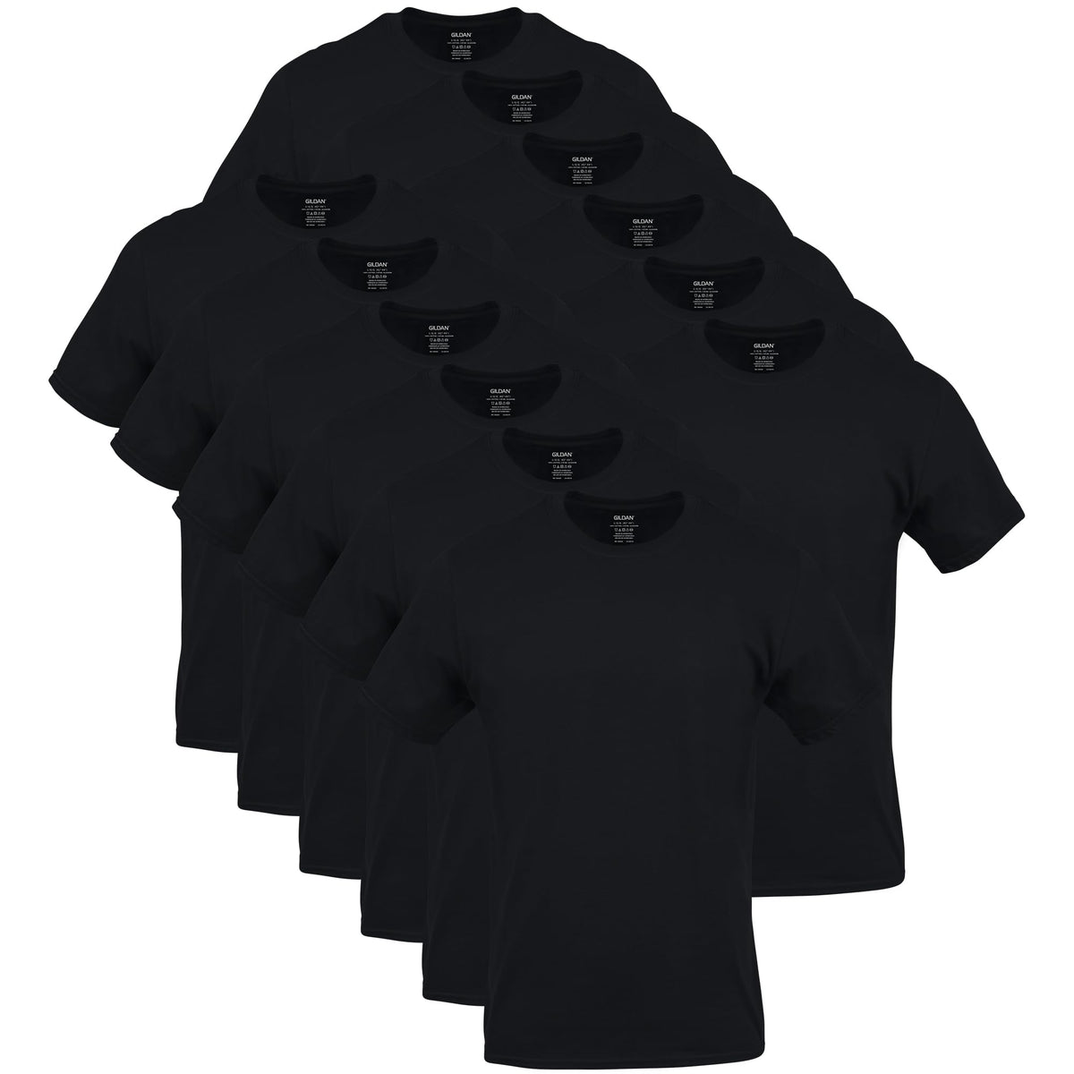 Gildan Men's Crew T-Shirts, Multipack, Style G1100, Black (12-Pack), Medium 🍁 All In One Marketplace Canada