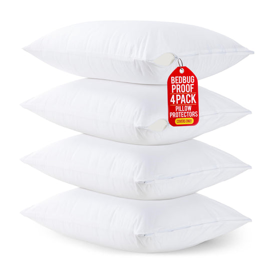 Utopia Bedding Set of 4 Waterproof Pillow Protectors with Zipper Queen Size (White), Ultra Soft Pillow Covers, Bed Bug and Dust Mite Proof Pillow Encasements, Moisture Wicking Pillow Cases 🍁 All In One Marketplace Canada