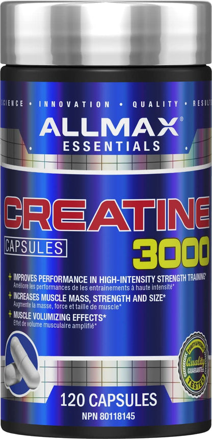 ALLMAX Nutrition - Creatine 3000, Creatine Monohydrate Capsules for Strength and Muscle Recovery, Gluten Free & Fast Absorbing, 3000 mg, 120 Capsules 🍁 All In One Marketplace Canada