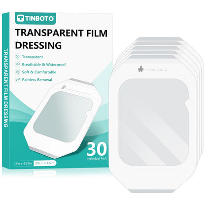 Transparent Film Dressing, 4" x 4.75" (30 Pack), Waterproof Clear Adhesive Bandages for Wound Care, IV Shield & Tattoo Aftercare 🍁 All In One Marketplace Canada