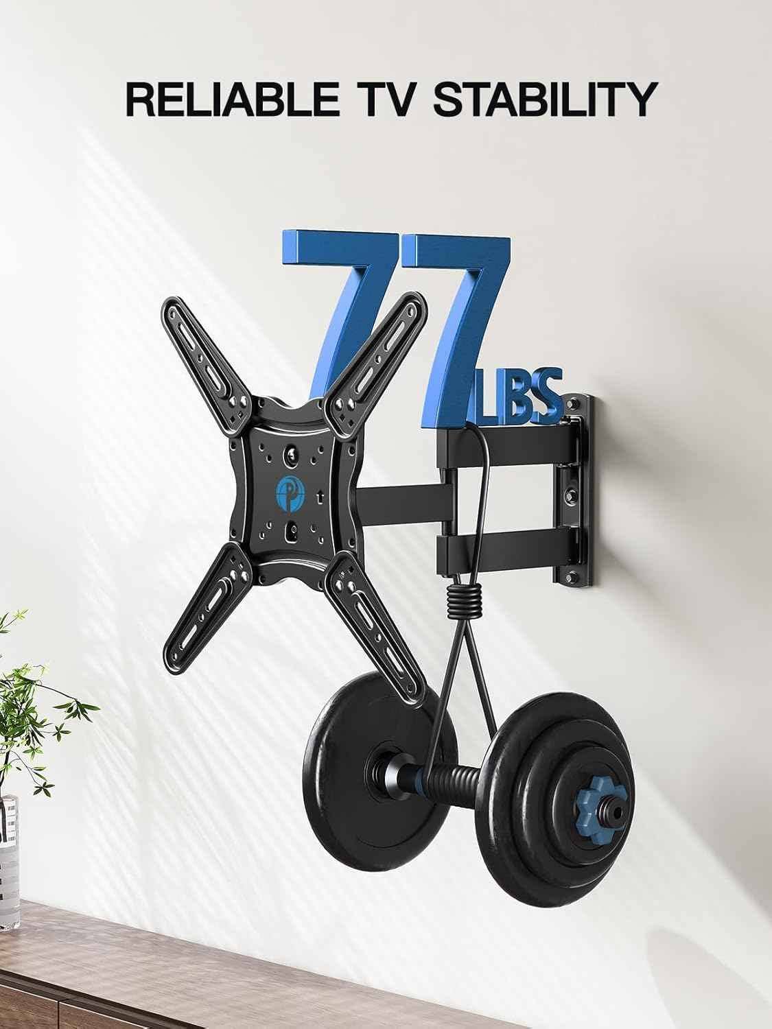 Pipishell Full Motion TV Wall Mount for 26-65 Inch Flat Curved Screen TVs, Max VESA 400x400mm up to 77 lbs, Swivel TV Mount Wall Bracket with Articulating Arms, Tilt, Extension, PIMF7 🍁 All In One Marketplace Canada