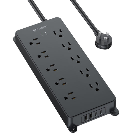 TROND Surge Protector Power Bar with 2 USB C, 4000 Joules, ETL Listed, 10 Widely Spaced Outlets, 5ft Flat Plug Extension Cord Indoor, Wall Mountable, Home Office Supplies Dorm Room Essentials 🍁 All In One Marketplace Canada