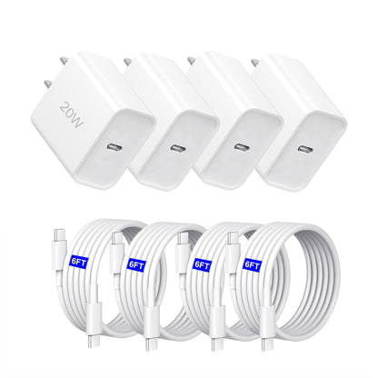 i Phone17/16/15 Fast Charger，20W USB C Charging Block with 6FT USB-C Charging Cable for i Phone17/17 Plus/17 Pro Max/16/16 Plus/16 Pro/16 Pro Max/15/15 Pro Max【4 Pack】 🍁 All In One Marketplace Canada
