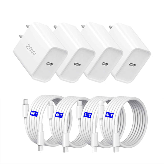 i Phone17/16/15 Fast Charger，20W USB C Charging Block with 6FT USB-C Charging Cable for i Phone17/17 Plus/17 Pro Max/16/16 Plus/16 Pro/16 Pro Max/15/15 Pro Max【4 Pack】 🍁 All In One Marketplace Canada