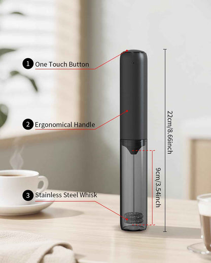 CIRCLE JOY Electric Milk Frother Handheld, Rechargeable Coffee Frother with Dual Spring Whisk, Portable Hand Frother Wand Drink Mixer for Coffee, Hot Chocolate, Cappuccino, Frappe, Matcha, Black 🍁 All In One Marketplace Canada
