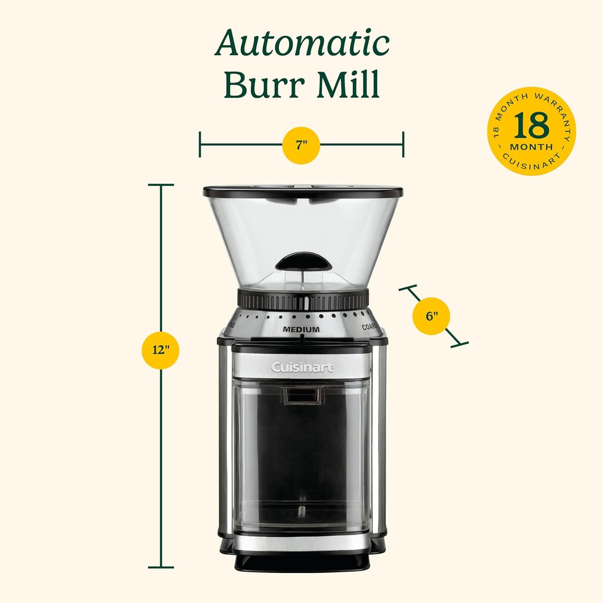 Cuisinart Electric Coffee Grinder, One-Touch Automatic Burr Coffee Grinder with 18-Position Grind Selector, Cup Size Selector for 4 – 18 Cups (DBM-8C) 🍁 All In One Marketplace Canada