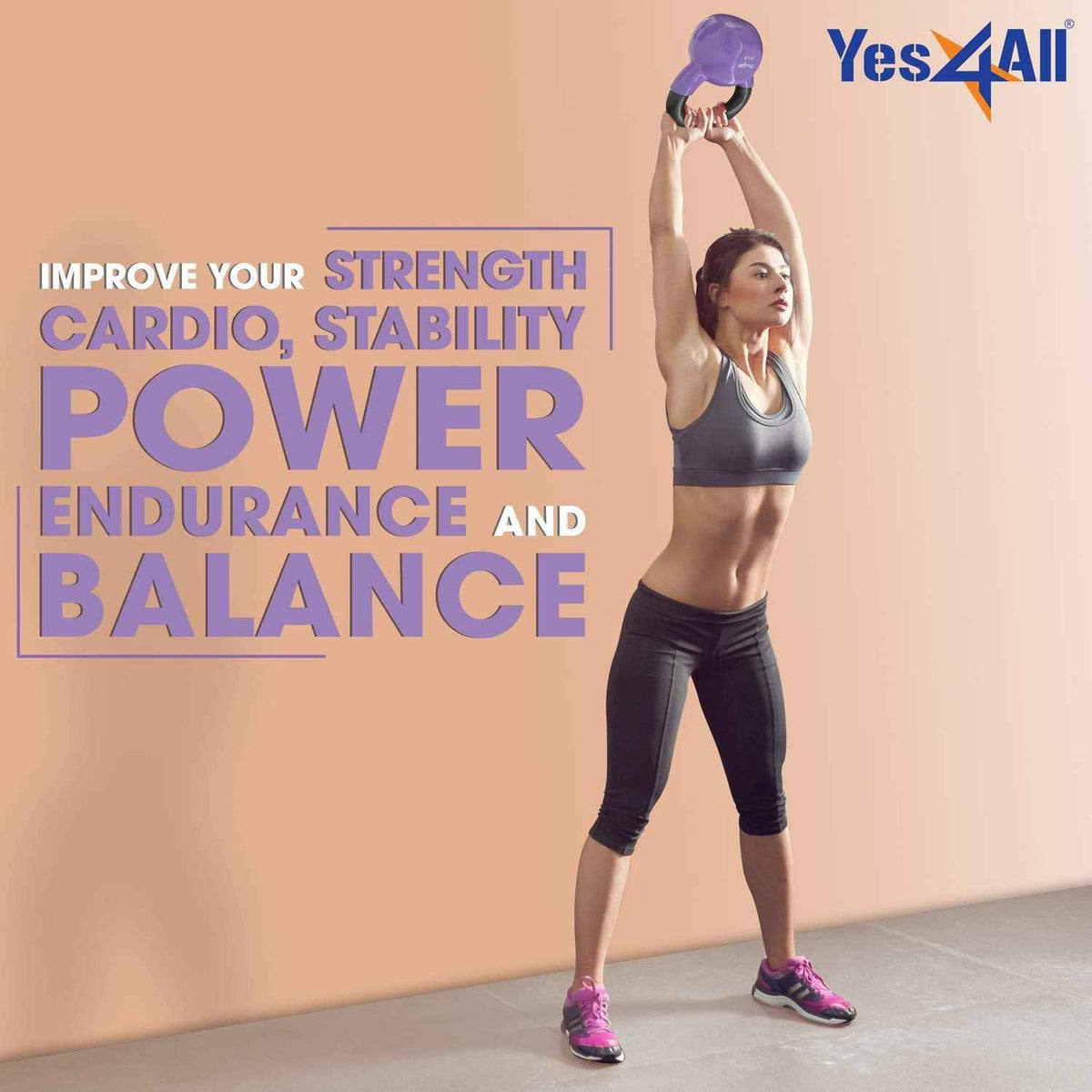 Yes4All Combo Special: Vinyl Coated Kettlebell Weight Sets – Weight Available: (Multicolor - 5, 10, 15 lbs) 🍁 All In One Marketplace Canada