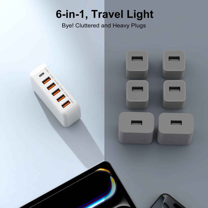 USB Charging Station for Multiple Devices, 60W 6-Port USB C Charger Fast Charging Block Hub, Multi USB Charger Station Power Strip Adapter for iPhone 17 16 15 14 13 12 Pro Max Tablets Smartphones 🍁 All In One Marketplace Canada