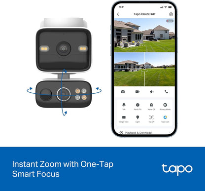 Tapo 2K Dual Lens 360° Pan/Tilt Security Battery Camera Wireless w/Solar Panel, 165° Wide View + 6mm Telephoto, Free Person/Vehicle Detection, SD/Cloud Storage, Works w/Alexa & Google (Tapo C645D KIT) 🍁 All In One Marketplace Canada