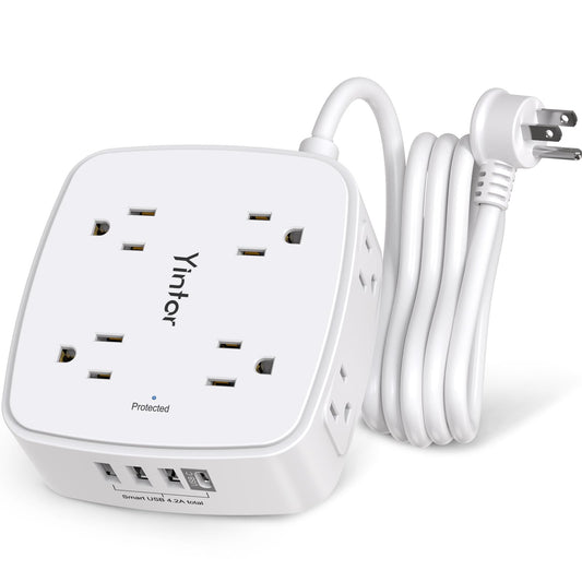 USB Power Bar Extension Cord - Yintar 6Ft Surge Protector Power Strip with 8 Outlets and 4 USB Ports(3U1C), 3 Side Outlet Extender for Home, Office, Dorm Essentials, ETL Listed, White 🍁 All In One Marketplace Canada