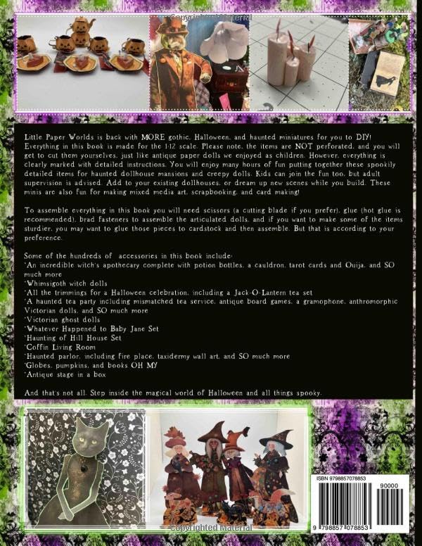 Little Paper Worlds: MORE Gothic, Halloween, and Witchy 1:12 Scale Dollhouse Accessories and Dolls: Spooky season paper dolls and accessories for you to make yourself