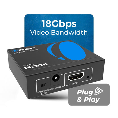 OREI HDMI Splitter 1 in 2 Out - 1x2 HDMI Splitter For TV Mirror Only - Not for Multi Monitors and HDCP Bypass, 1080P @ 60Hz & 4K @ 30Hz Resolutions – Powered HDMI splitter (HD-102) 🍁 All In One Marketplace Canada