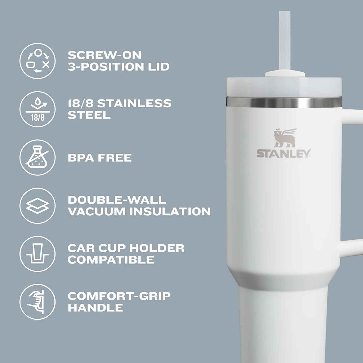Stanley Quencher H2.0 Tumbler with Handle and Straw 14 oz Flowstate 3-Position Lid Cup Holder Compatible for Travel Insulated Stainless Steel Cup BPA-Free Seafoam 🍁 All In One Marketplace Canada