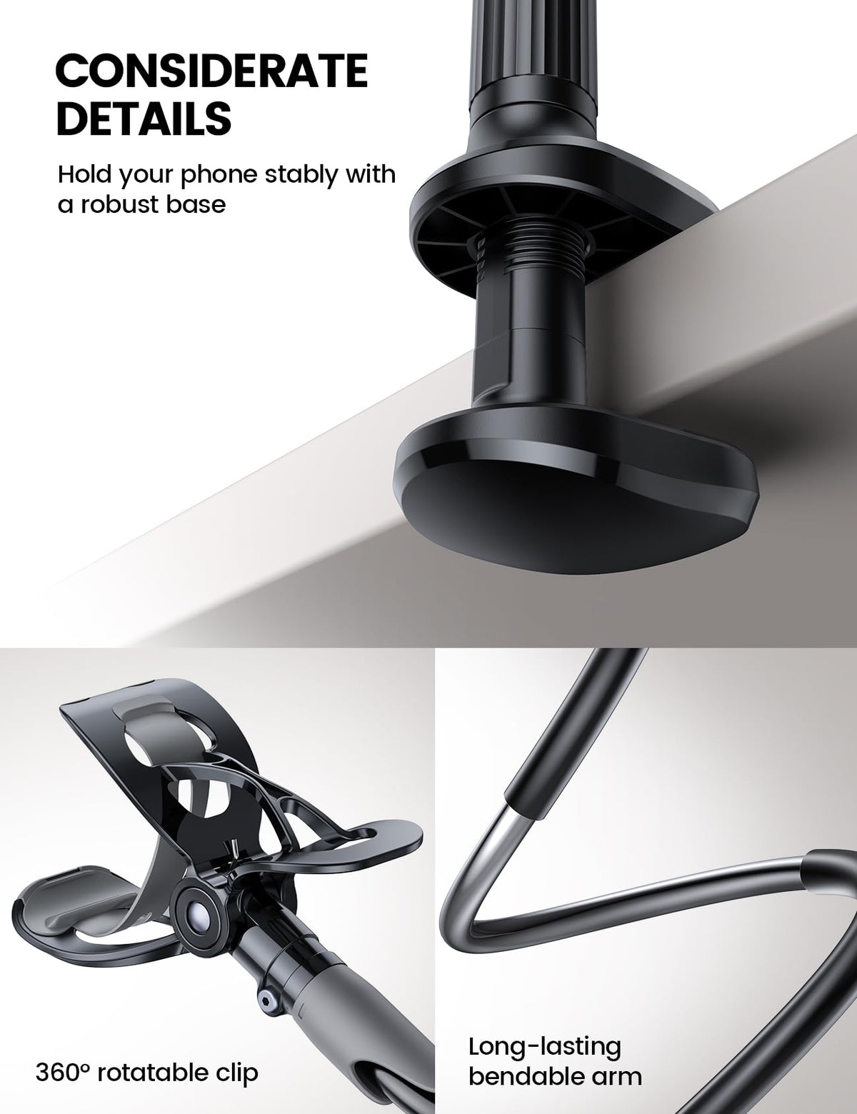 Phone Holder Bed Gooseneck Mount - Lamicall Cell Phone Stand Clamp Clip for Desk, Flexible Lazy Long Arm Headboard Bedside for iPhone 13 14 15 16 17 Pro Max Mini Plus, S24 S25 Ultra, 4-7" Smartphones 🍁 All In One Marketplace Canada