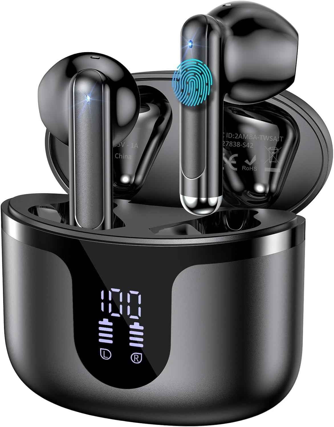 Wireless Earbuds, Bluetooth 5.4 in-Ear Headphones Wireless Bluetooth with ENC 4 Mics, Bluetooth Earbuds 50 Hour Noise-Cancelling Ear Buds with LED Indicator, IPX7 Waterproof for Sports/Work Black 🍁 All In One Marketplace Canada