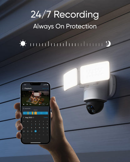 eufy Security Floodlight Camera E340 Wired, 360° Pan and Tilt, 24/7 Recording, Dual-Band Wi-Fi, 2,000 Lumens, Motion-Activated, Dual Camera, HomeBase 3 Compatible, Local Storage, No Monthly Fee 🍁 All In One Marketplace Canada