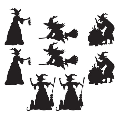 Beistle 8 Piece Black Witch Silhouette Cutouts, Halloween Party Decorations